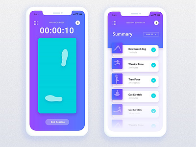 Daily Hack 3 - Automated Yoga Mat App app automated challenge daily fitness gradient mobile ui ux vx yoga