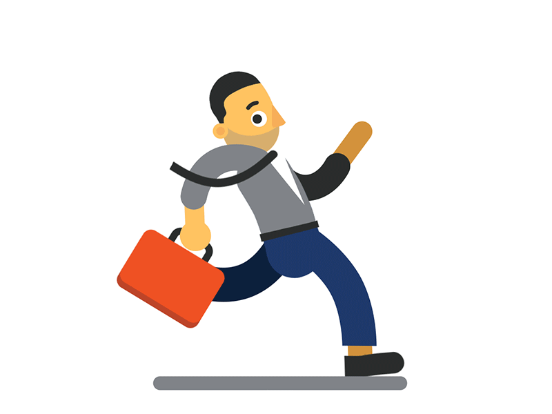 Business Man Jog 2d animation business character cycle gif jog run rushed vector walk work