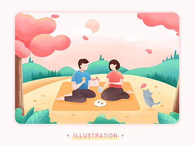 Dating cat illustration landscape