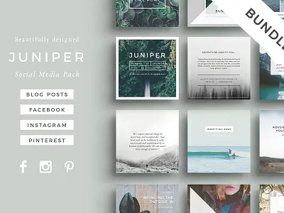 J U N I P E R Social Media BUNDLE blog blog template facebook template indesign indesign template instagram instagram template photoshop photoshop template social media social media bundle social media template