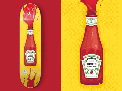 Tomato Skatechup bottle illustration ketchup red skate skateboard skateboarding tomato yellow