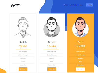 Pricing Table Design avatar choose color experience flat interface package price pricing table user vibrant