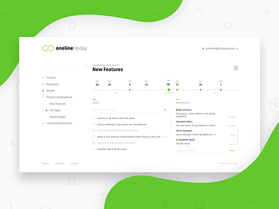 "oneline" main page calendar green login main management oneline project project management splash today todo