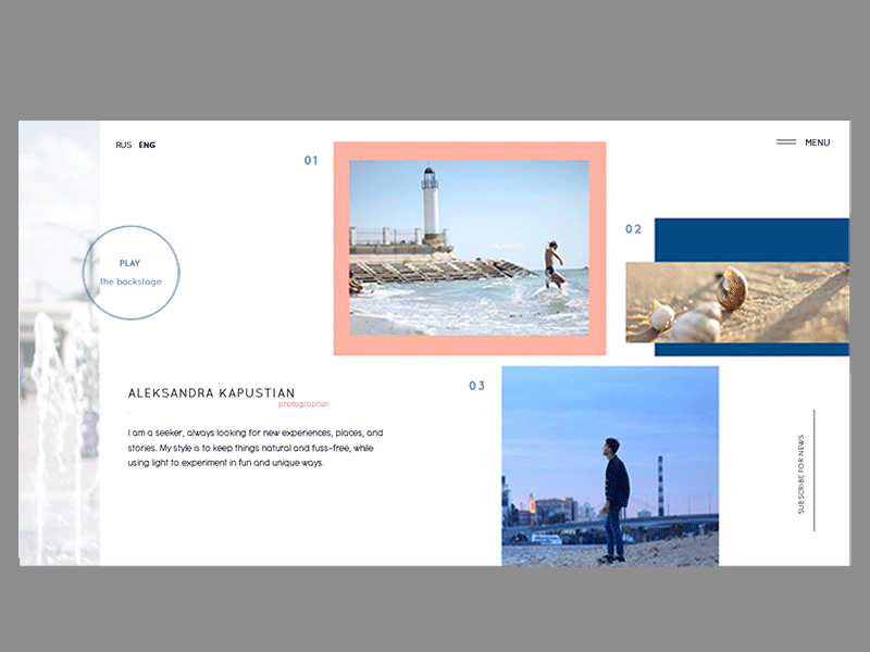 Photography Portfolio gif homepage photo portfolio ui ux website