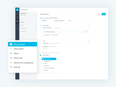 Phone System application call design icons ivr phone system ui ux web app sketch