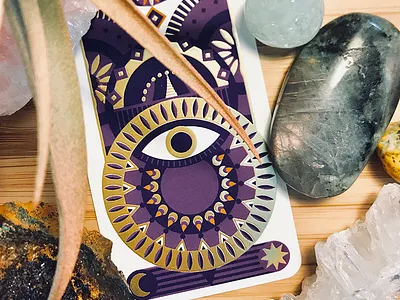 Personal Business Card business card card design eye foil gold graphic design moon pattern print star