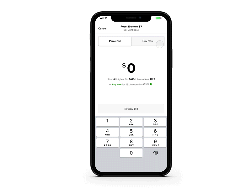 Buy or Bid bid buy checkout marketplace mobile nike sneakers ui ux