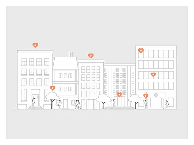 City love building buildings character character design city design illustration illustrator line art people tree