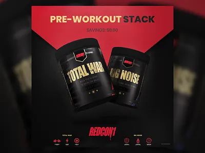 Redcon1 Stack ad advert advertising branding bright colour design drink manipulation portfolio poster ui