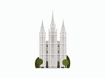 Salt Lake City Temple architecture building design flat icon illustration lds logo temple utah vector