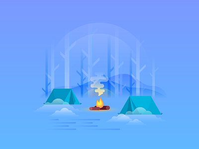 Winter Camp bon fire camp cold design fire freezing illustration illustrator relaxing vector winter