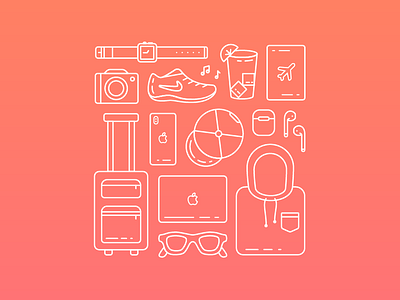 Vacation Travel Kit design hoodie icons illustration illustrator kit laptop music passport travel vacation vector