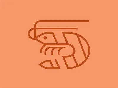 Striped Shrimp (Re-upload) animal illustration lineart logo shrimp simple