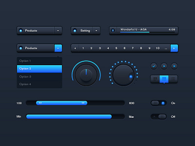 UI kit button icon music page quasiphysical radio switch ui ui kit