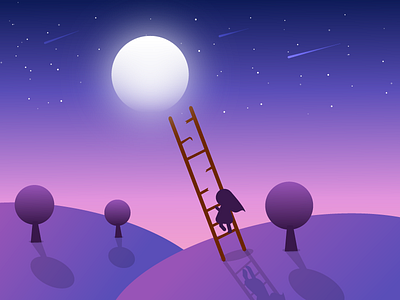 The Climb climb commitment dedication hard work illustration ladder moon