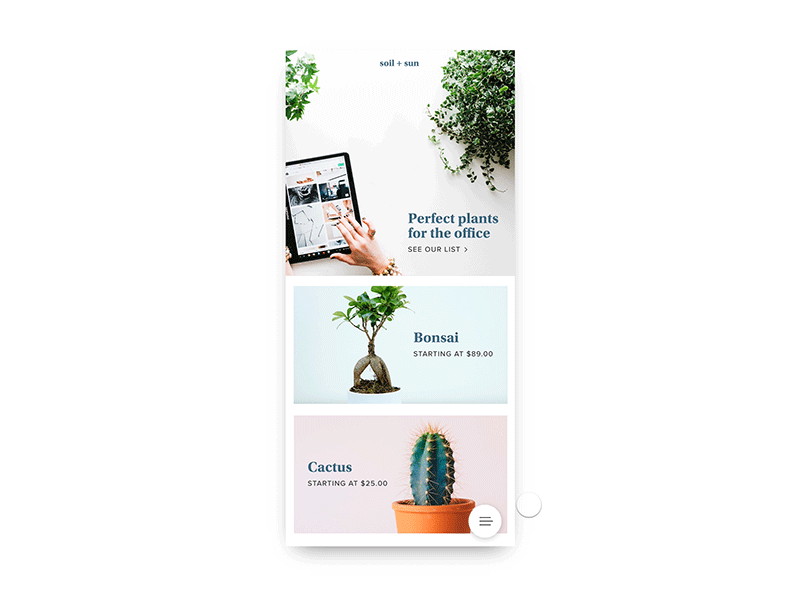 Plant Categories 🌿 (10/15) animation design tools expanding circle interaction invision invisionstudio menu mobile website plants transition weeklyuichallenge