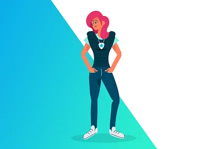 Good Cop character cop female gradient officer police stroke vector vest