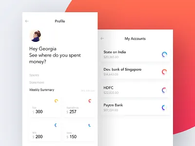 Profile screen of expense tracker app account android app app design ios profile visual design