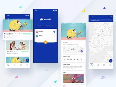Grid App iphonex location market online restaurant shopping shops