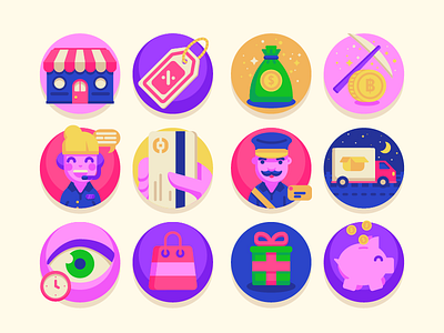E-Commerce Icons buy design e commerce flat icons illustration online pack sale sell shopping vector