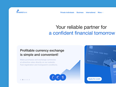 Paritet Bank – Modern & Minimalist Website UI bank banking app blue design finance fintech interface landing page minimal ui modern design site ui ux web website website redesign