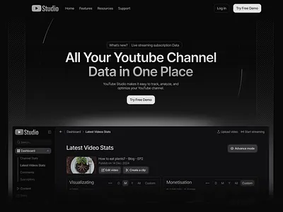 Youtube Studio Website - Concept dark exprerience figma inferface theme ui user ux website