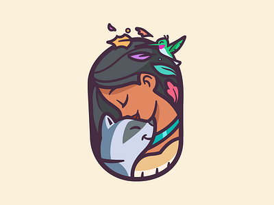 Pocahontas character illustration disney princess cute friends pets woman colorful happy branding kawaii identity fan art leaf nature ico n pocahontas animal love