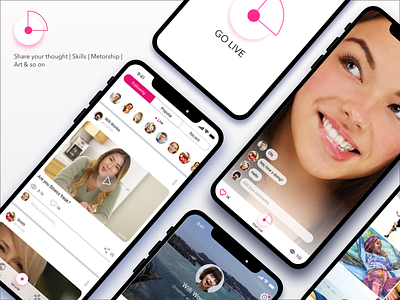 Go Live broadcast concept discover light ui live mobile ui share simple skills social platform video