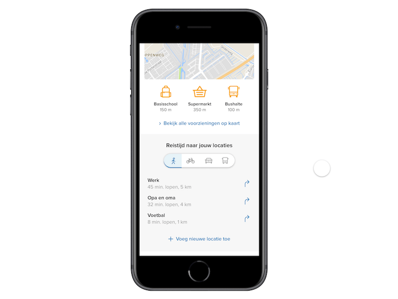 Travel times animation framer funda list loading modality segmented control toggle travel time ui update