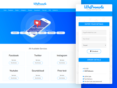 We Promote design designal dsgnl facebook instragram likes promotion smm social media website wepromote wordpress