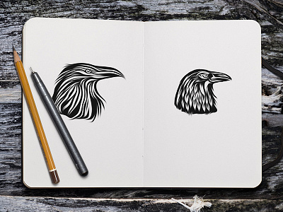 WIP - Raven Drafts animal bird graphic illustration logo logo collection monoline raven