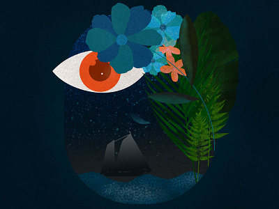 The Night Eye beach drawing flowers illustration logo nature ocean plants summer trees ui ux