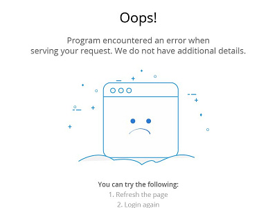 Error Page 2d banner blue drawing illustration mobile ui web