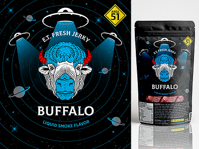 Jerky from Area 51 alien area51 buffalo jerky packagedesign planets universe