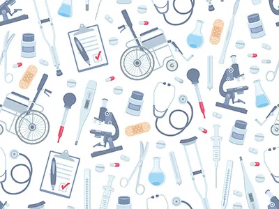 Medical seamless pattern aid care clinic doctor first aid handicapped health heart hospital icon illness medical