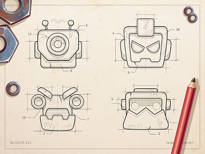 Character Sketches character cute game illustration machine mecha mechanics process robot robotics sketch sketches