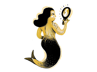 Yellowtail black fish mermaid merman yellow