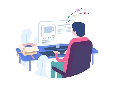 Review creative digital art illustration website banner