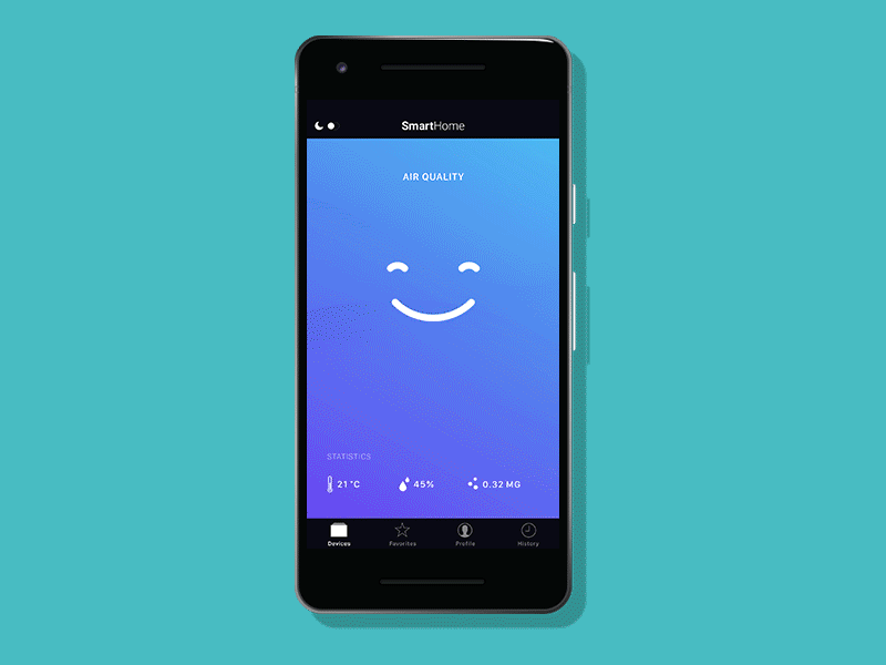 Smart Home UI Concept for Air Quality Display air automation concept dashboard home humidity smart temperature ui ux