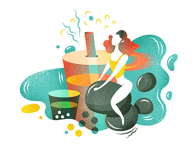 Chewy bubble tea chinese chineseidiom design flat fourchars hiwow idiom illustration tea vector woman
