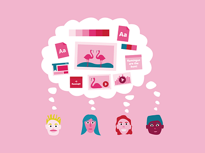 Illustration flamingo illustration pink team