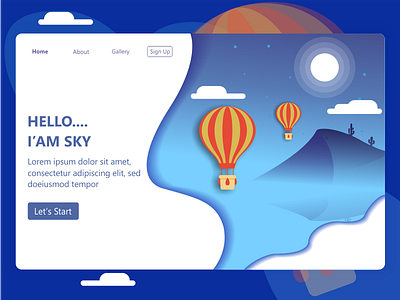 Landing Page Sky air balloon balloon beach cloud design landing design landing page sea site design sky web website