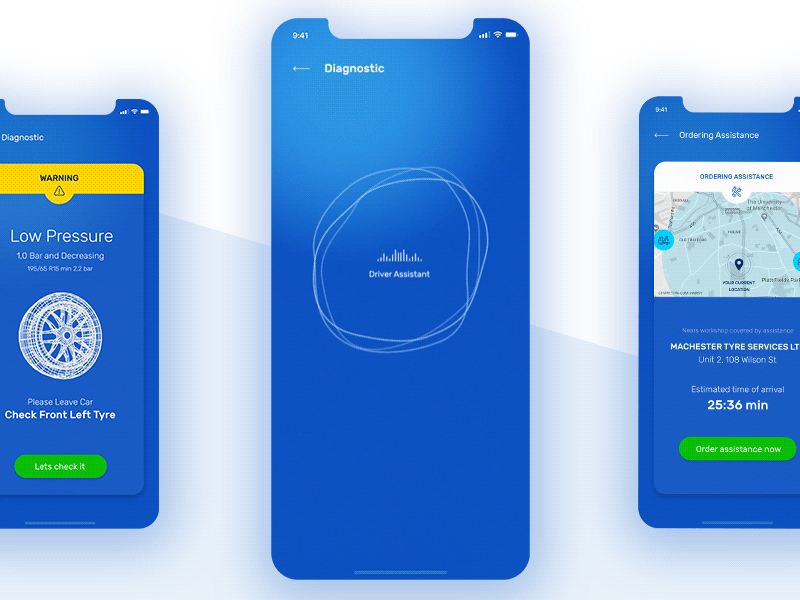 We care app concept - Assistance module 3d concept gps insurance interaction ios mobile product design self service ui ux voice