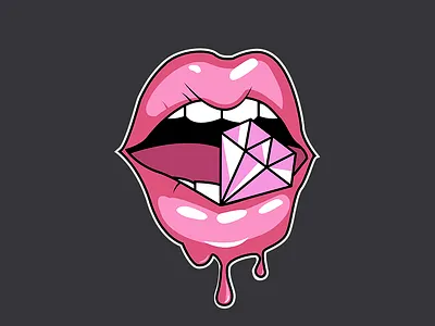 Lips branding diamond girl lips logo makeup pink teeth tongue