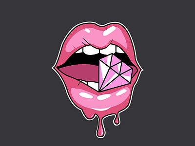 Lips branding diamond girl lips logo makeup pink teeth tongue