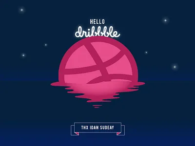 First Shot | Hello Dribbble! debut design dribbble first shot illustration invation invite moon space thanks
