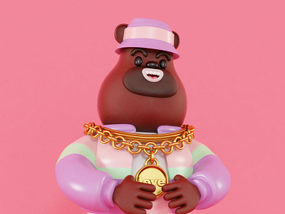 Hiphop bear 4d bear c4d cinema hiphop