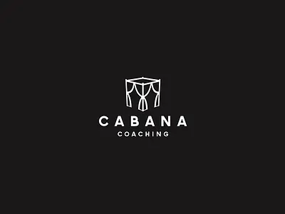 Cabana Coaching Concept 3d beach branding cabana curtains hut isometric logo tent