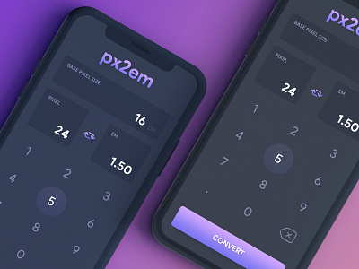 Calculator - Convert PX to EM app calculator convert darkmode em pixel simple ui