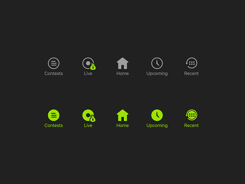 Example of Draftkings Tab Bar Icons